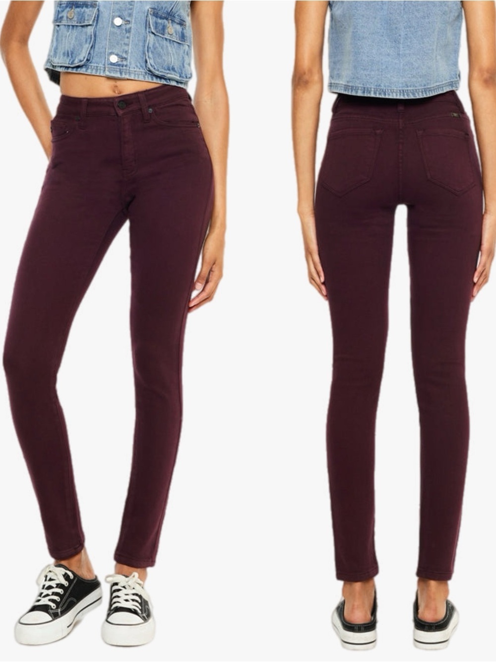 KanCan High-Rise Stretch Skinny Jeans in Deep Burgundy Women’s Size 28